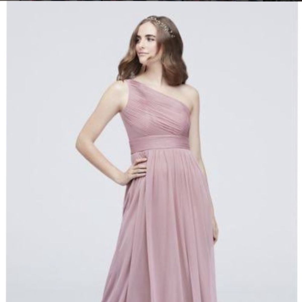 DAVIDS BRIDAL New with tags, one shoulder gorgeous mauve gown